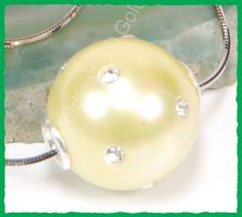 Muschelkernperle 14mm Kugelanhänger mit Kette 925 Silber