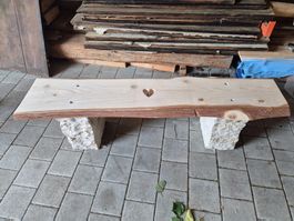 Holzbank mit Herz Naturholz Unikat handgemacht neu