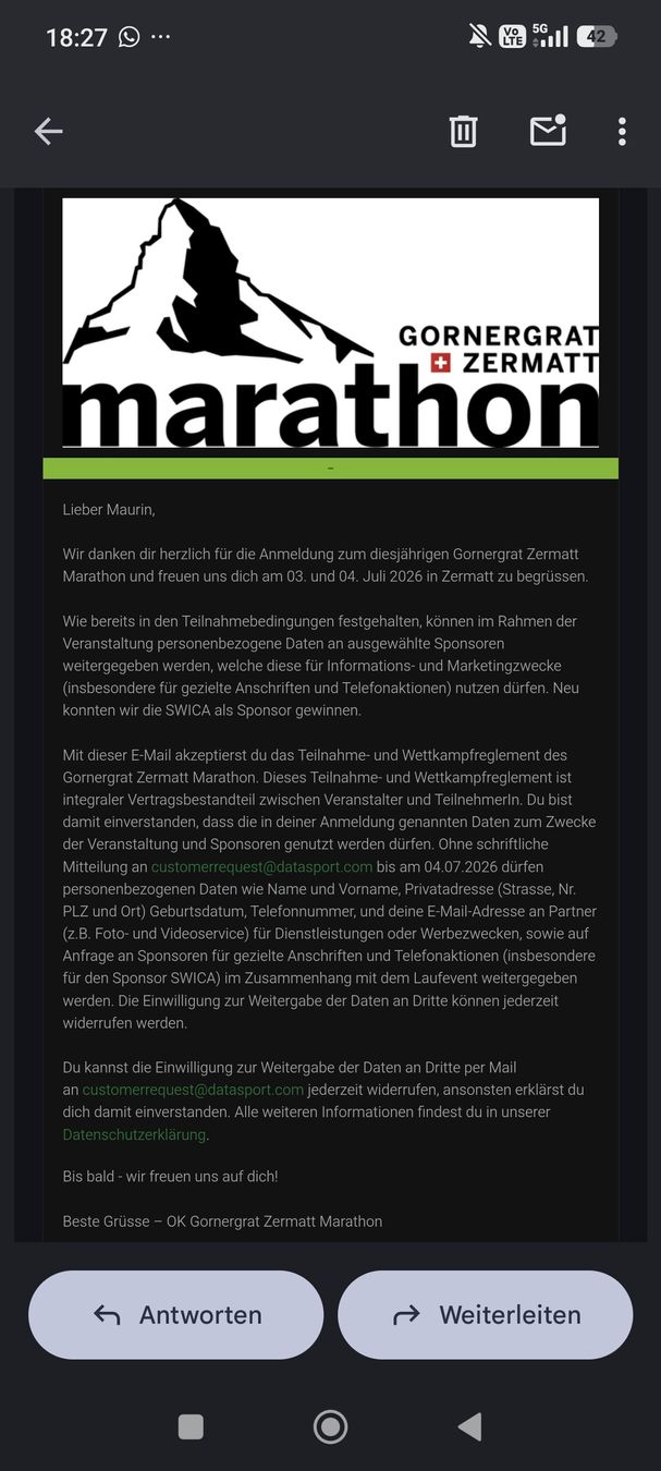 Biglietti: Zermatt Marathon 2026 Startplatz - Ultra Marathon – Nuovo e nell'imballaggio originale da Zürich venduto da maurinmanhart 1