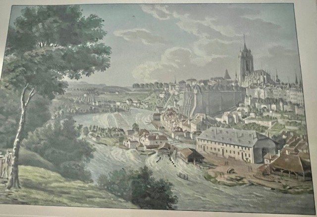 Incisioni: Kunststich Stadt Bern Schwellenmätteli an der Aare 1820 – Usato da Thun venduto da Steinitz 2
