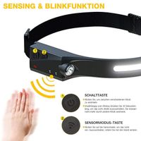 Sensor LED Stirnlampe Kopflampe  Wiederaufladbar Schein