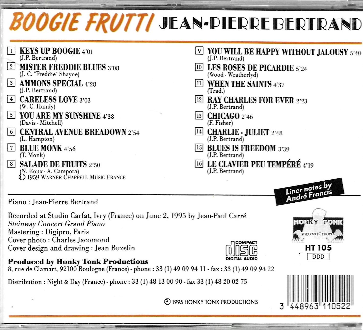 CD: Jan-Pierre Bertrand - Boogie Frutti – Usato da Savagnier venduto da Ne2065 1