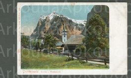 AK color Farblitho Grindelwald BE Kirche,Wetterhorn ≈ 1903
