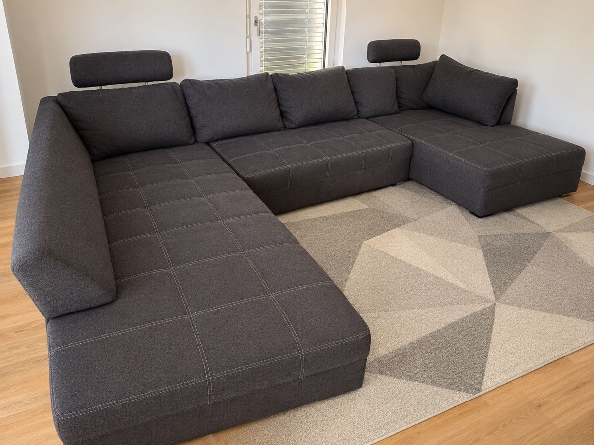 Divani: Grosses Ecksofa in Anthrazit mit Kopfstützen gebraucht – Usato da Basel venduto da goldlife 1