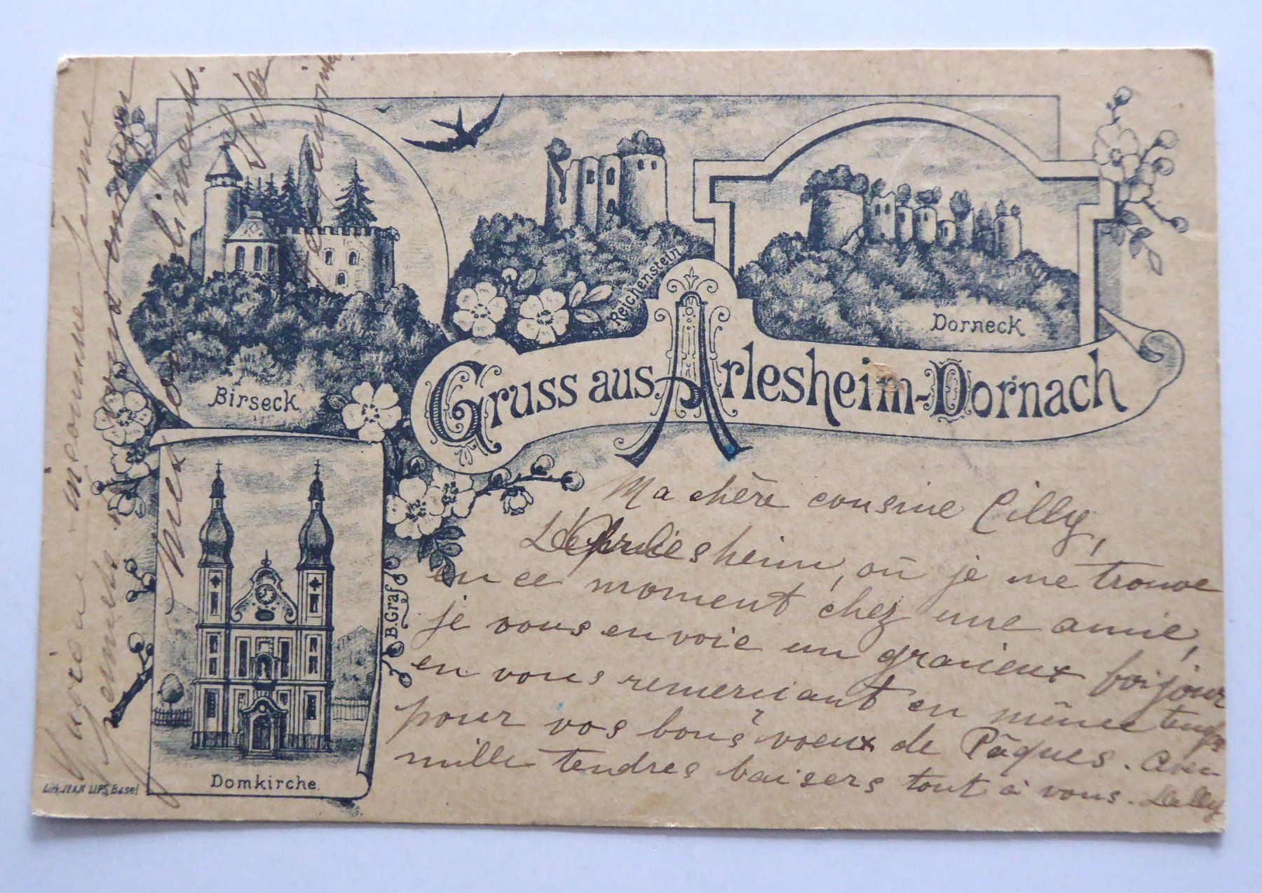 Cartoline postali: AK Gruss aus Arlesheim 1898 – Usato da Aesch BL venduto da Kauri1