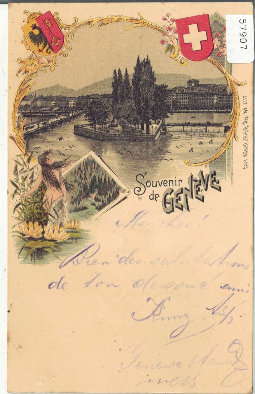Cartoline postali: Souvenir de Geneve - Litho – Usato da Ettingen venduto da Kartenplanet