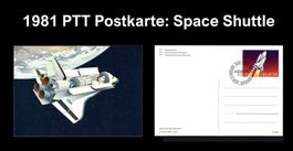 1981 Bildpostkarte 40 Rp m. Ausgabetagstempel: Space Shuttle