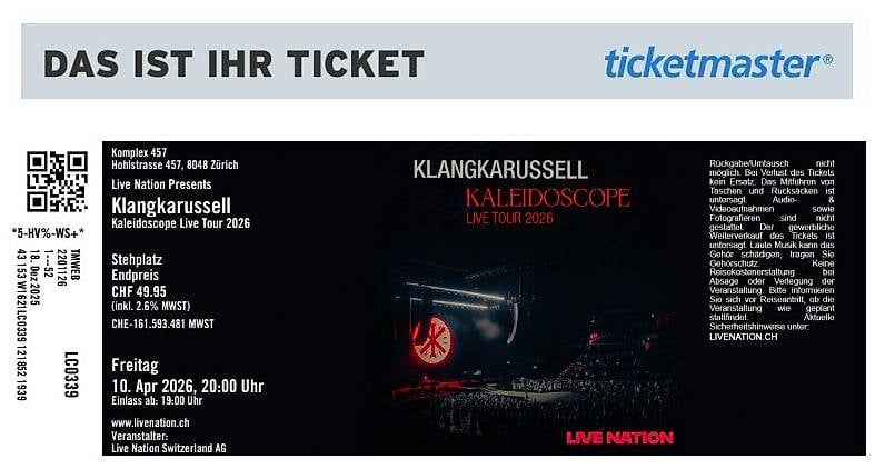 Tickets: 2 Tickets Klangkarussell – Gebraucht aus Buchs von cobe01