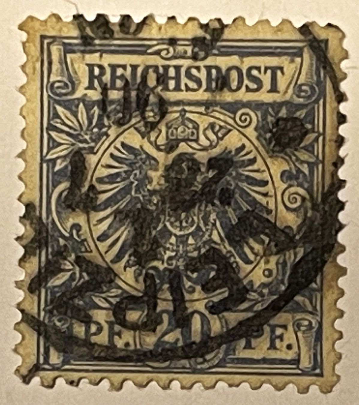 Alle Briefmarken: Reichspost 20 Pfennig – Gebraucht aus Oftringen von Vucki