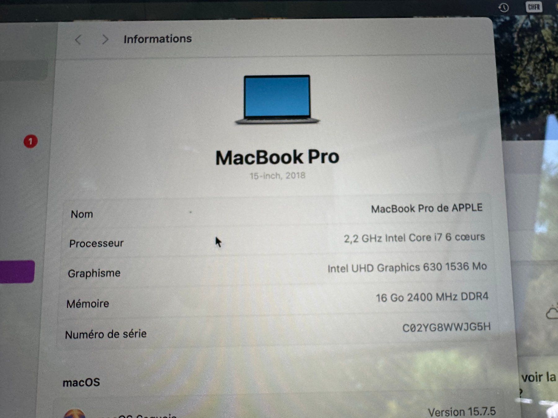 Apple Portables: MacBook Pro 15-inch 2018 Intel Core i7 16Go RAM – D'occasion à Châtel-St-Denis par Tymlou 2