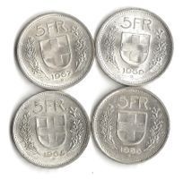 Schweiz Münzen 4 x 5 Fr.  1965  Silber