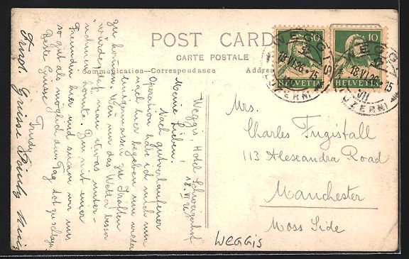 Cartoline postali: AK Weggis, Hotel Schweizerhof, 1926 – Usato da Berlin venduto da bartko-reher 1