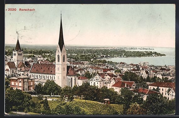 Cartes postales: AK Rorschach, Ortsansicht mit der Kirche – D'occasion à Berlin par bartko-reher