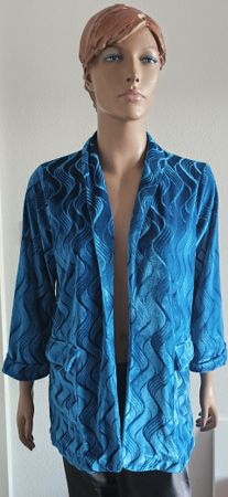 Edler Samt-Blazer in Türkis mit Muster, Grösse 40/M Y.A.S.