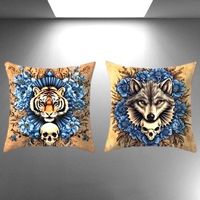 🐯🐺 Kissen 2er Set – Tiger & Wolf mit Skull-Design 💀