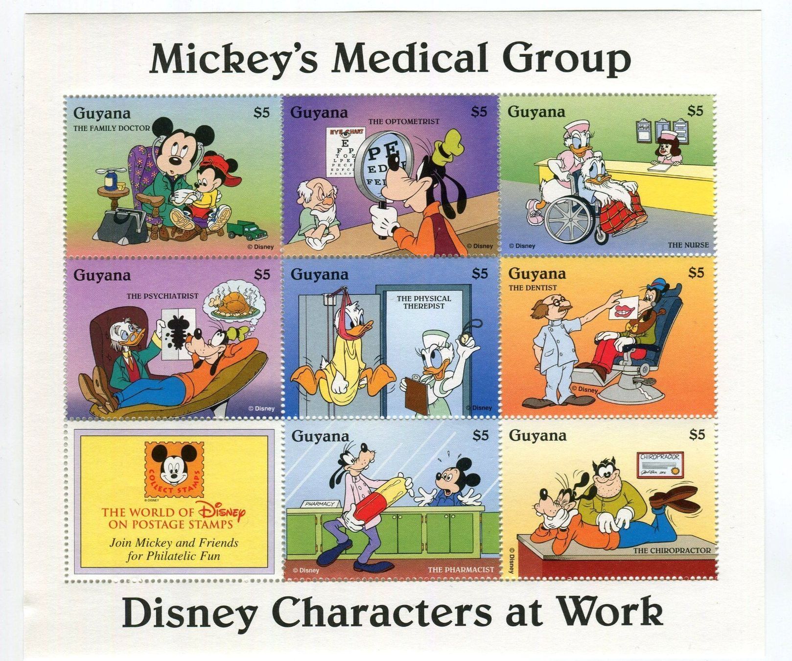 Alle Briefmarken: Block "Walt Disney. Micky Maus". Guyana. – Neu und originalverpackt aus Basel von Butsch5