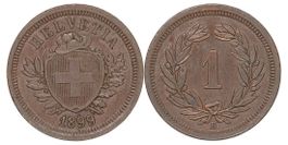 1 Rappen von 1899 (nahe bei unzirkulierter Erhaltung)