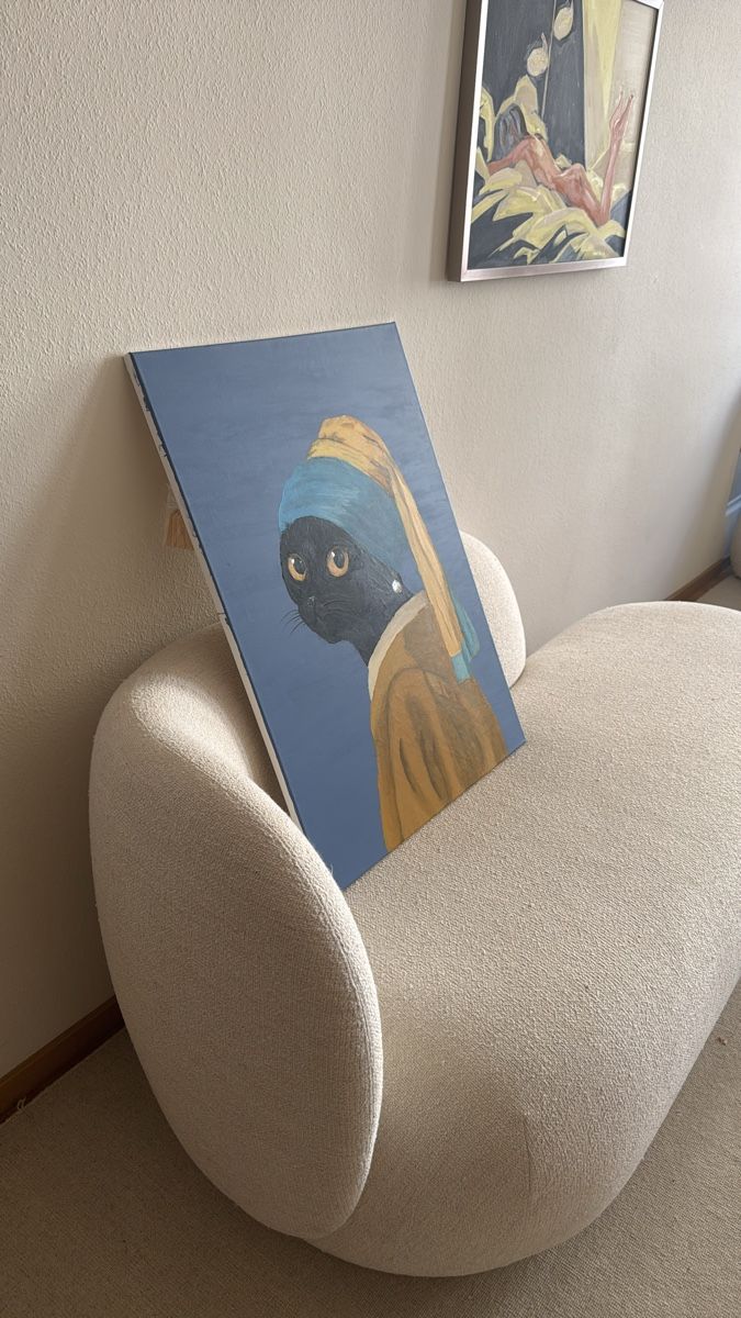 Gemälde: Gemälde Katze mit Perlenohrring Grösse 60x80 cm Unikat – Neu (gemäss Beschreibung) aus Winterthur von sba_fgt5 3