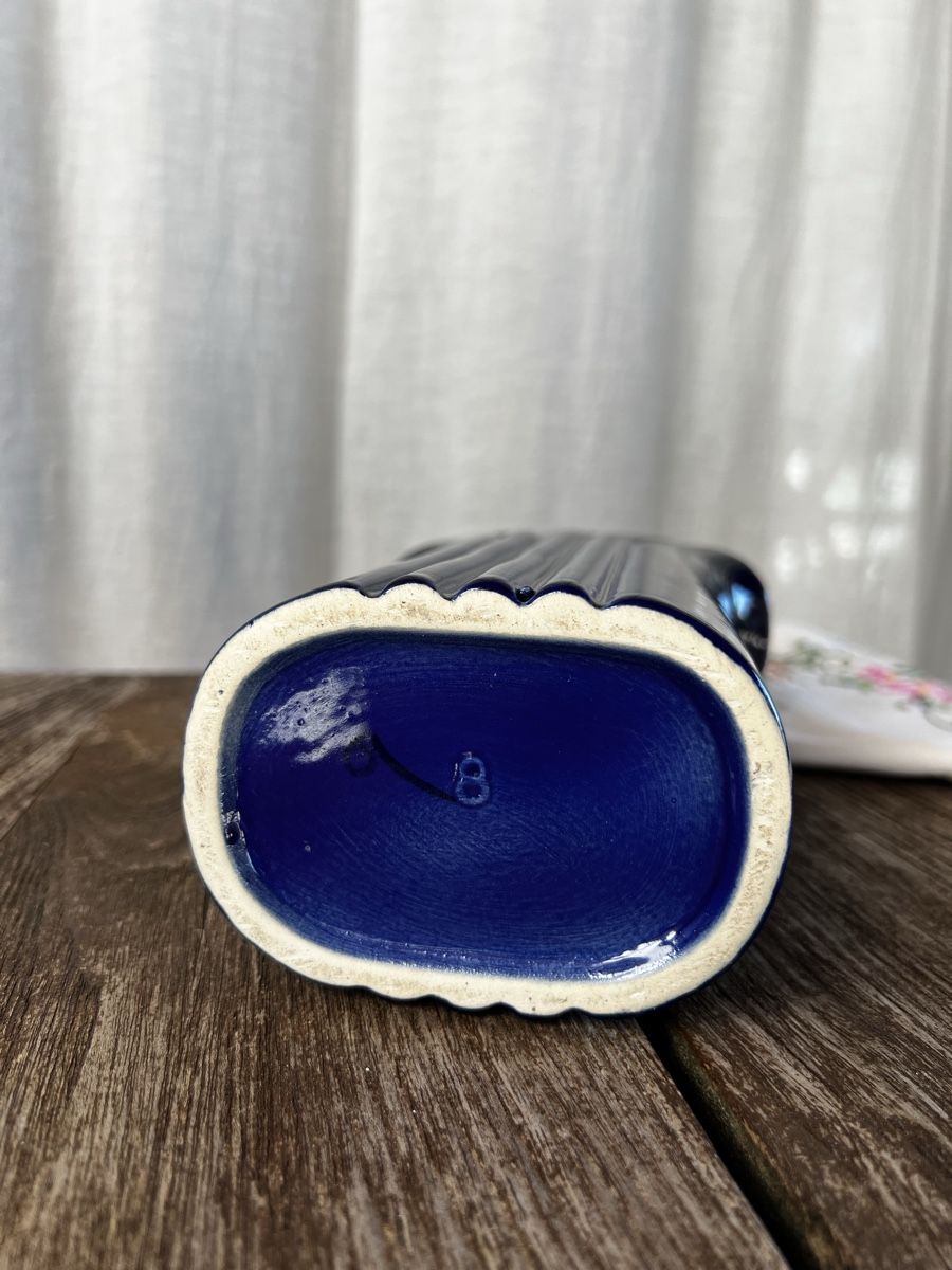 Vasi & Recipienti: Vintage vase, cobalt blue ceramic with ruffled rim – Usato da Oberägeri venduto da Theonose74 2