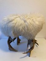 Hocker Schafsfell Geweihbeine 45cm Breite Deko Unikat