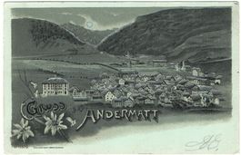 Mondschein-LITHO Gruss aus Andermatt