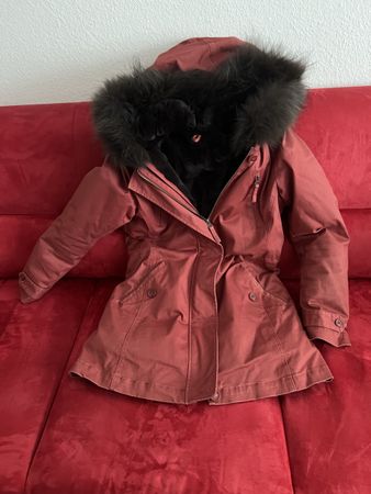 Winterjacke mit Pelz und Kaninchenfell, Grösse 38/M