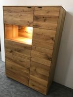 Highboard ZERRO Wildeiche massiv 96 cm inkl. Beleuchtung