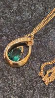 Halskette aus 9 kt 373 Gelbgold/Weißgold mit Smaragd
