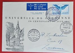 FLUGPOST CENTENAIRE UNIVERSITE LAUSANNE PALAIS RUMINE 1937