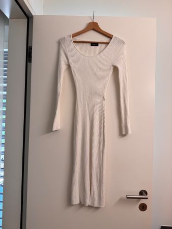 Rippstrickkleid weiss Grösse S