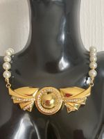 Collier fantasie dorés  perles d'imitation et strass ✨