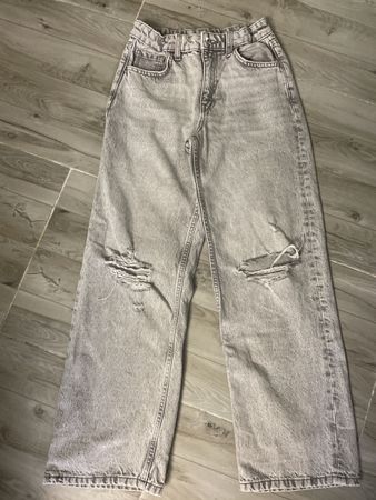 Coole Graue Jeans, Weites Bein, Gr. 152