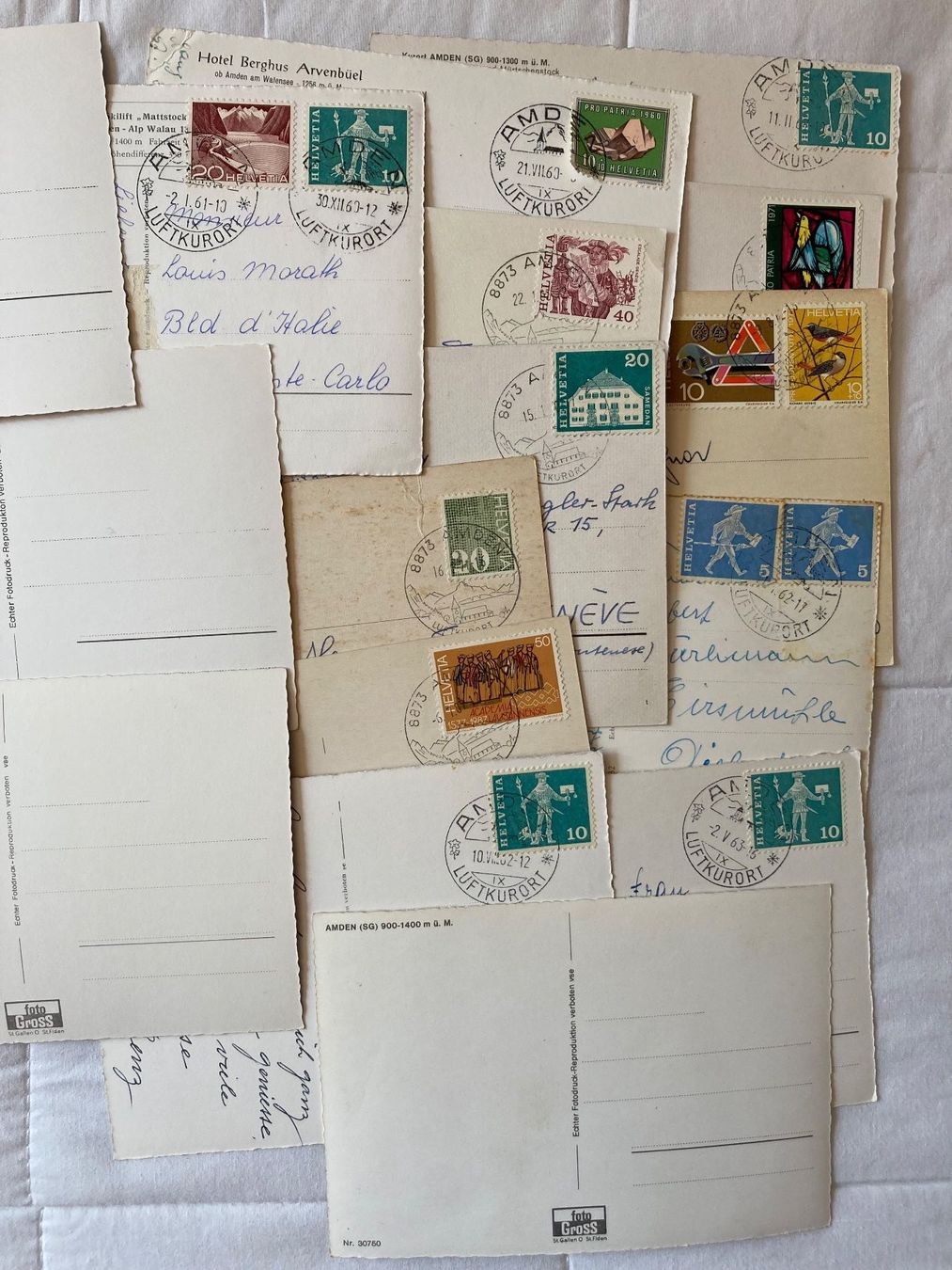 Cartoline postali: 16 AK Amden SG – Usato da Zürich venduto da Tolima194 9