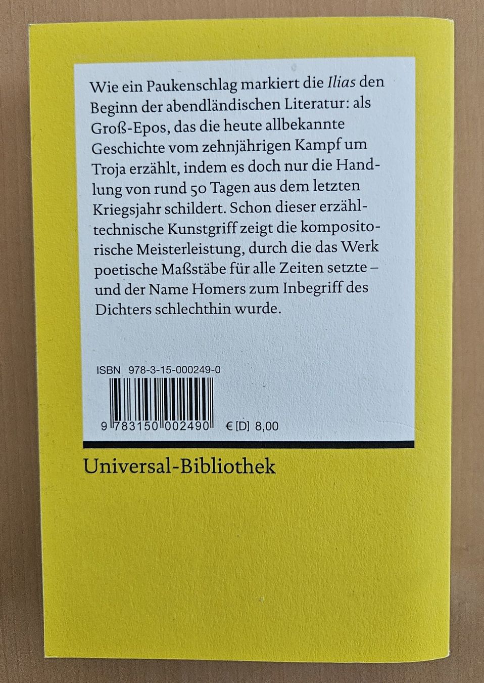 Bücher: Homer: Illias – Gebraucht aus Schaffhausen von asyouwestley 1