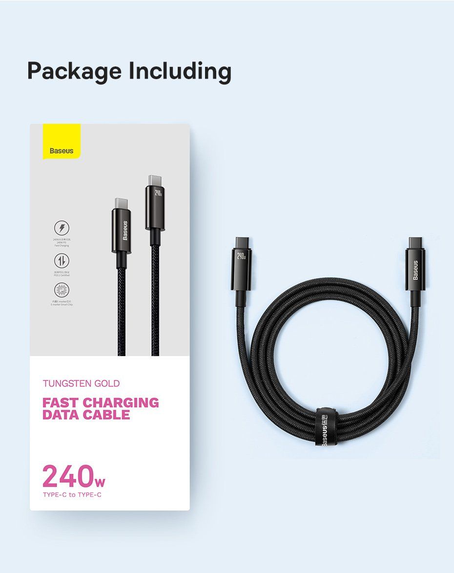 Baseus Cavi: Baseus 240W USB Typ C Datenkabel Ladekabel Fast Charge, 2m – Nuovo e nell'imballaggio originale da Romanshorn venduto da pfimex 7