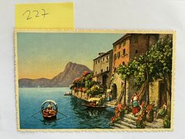 Alte Ansichtskarte Lago di Lugano, Künstlerkarte; 1954