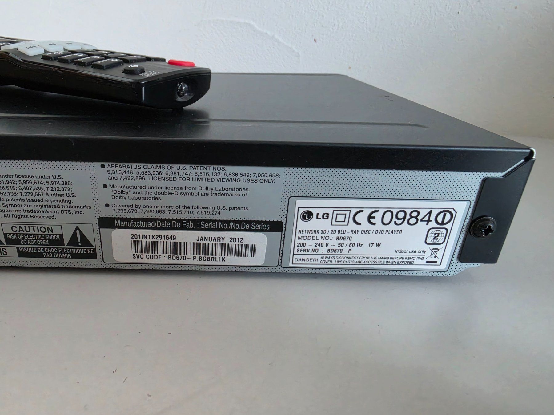 LG Sistemi audio & multimediali: LG BD670 3D Blu-ray Player - WLAN Smart TV - 2012 – Usato da Birr venduto da DisDas 4