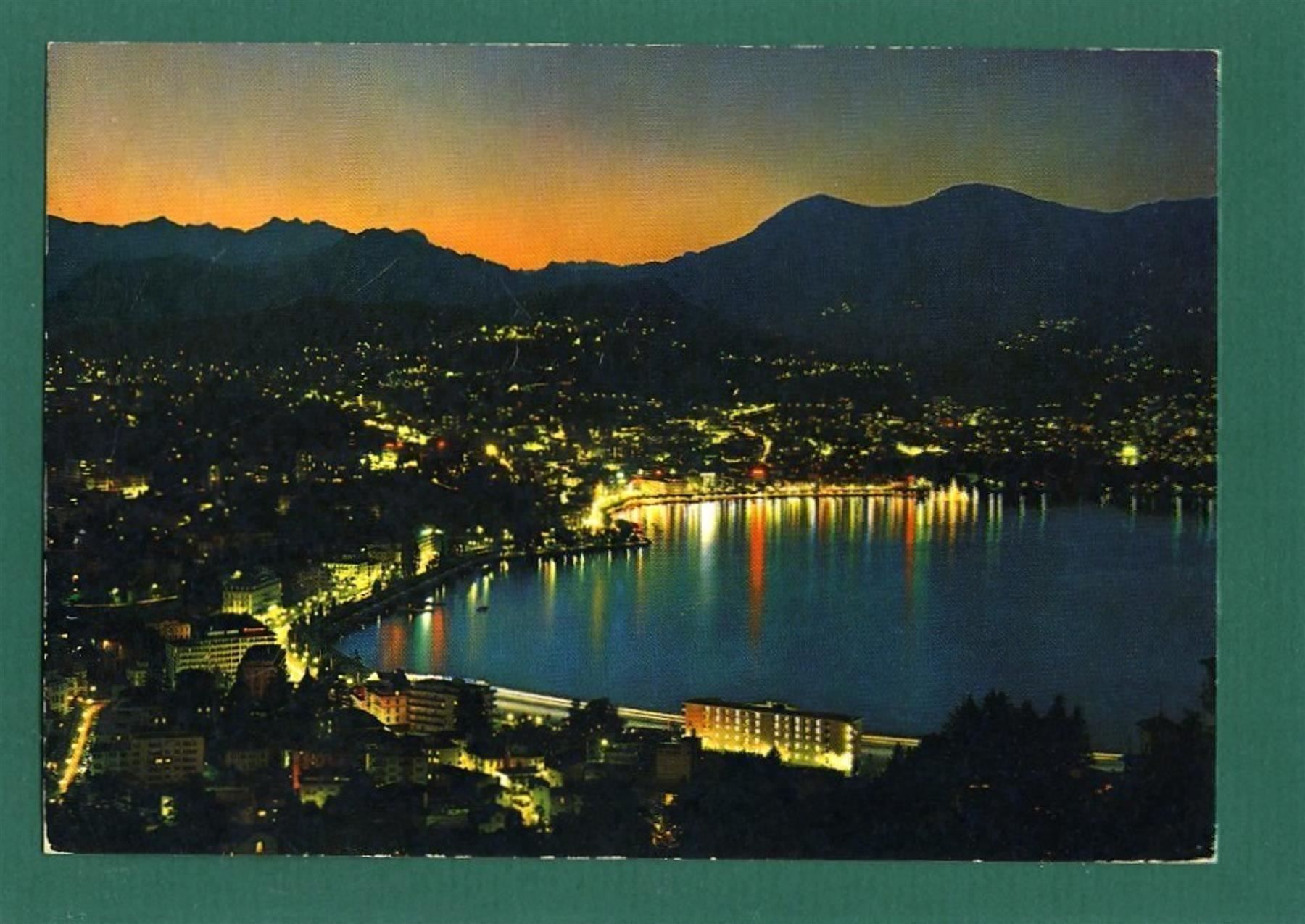 Cartes postales: Lugano di notte, 1975, gelaufen, Grossformat – D'occasion à Sargans par Hausi1951