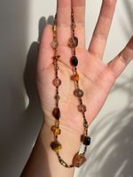 Natürlicher Edelstein Kette,Edelstahl, 18K vergoldet,
