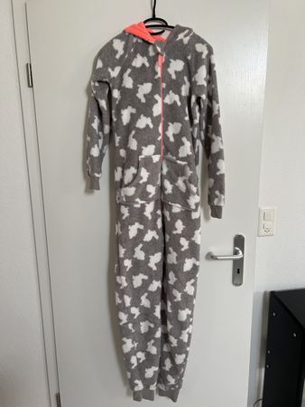 Hasen Onesie, XS, Grau/Weiss