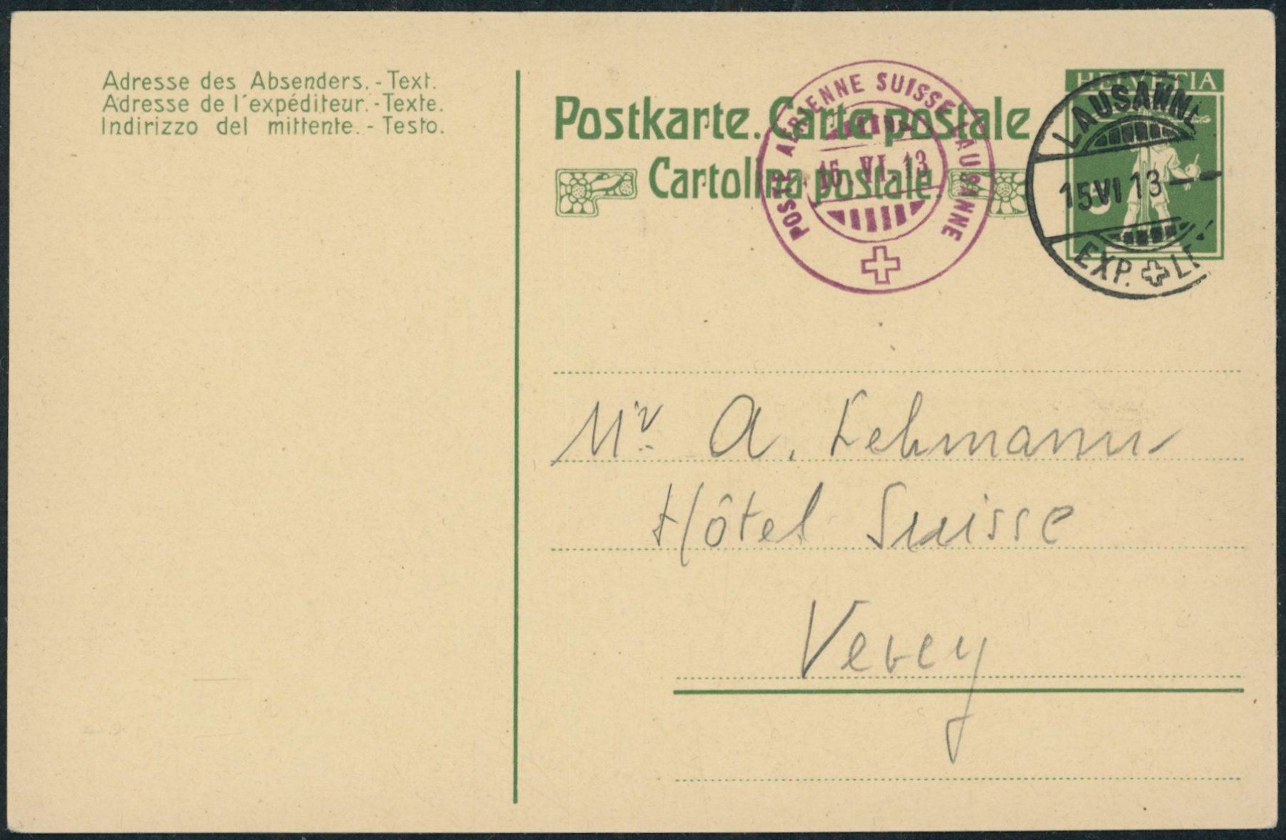 Alle Briefmarken: 1913 - Lausanne - Flugtag - Flugvorläufer – Gebraucht aus Schindellegi von leecollect