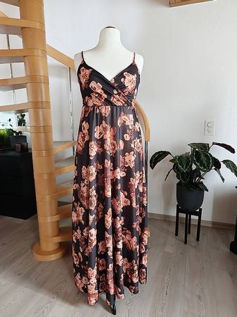 ASOS DESIGN Maxikleid schwarz Blumen 42 44 XL floral