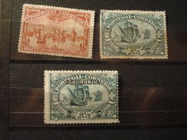 3 alte Marken Portugal, 1898 *
