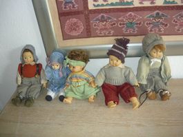 5 versch., Antike Puppen