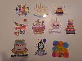 Set 2 - Geburtstag Sticker Set 10 Stk.,  Party, Scrapbooking
