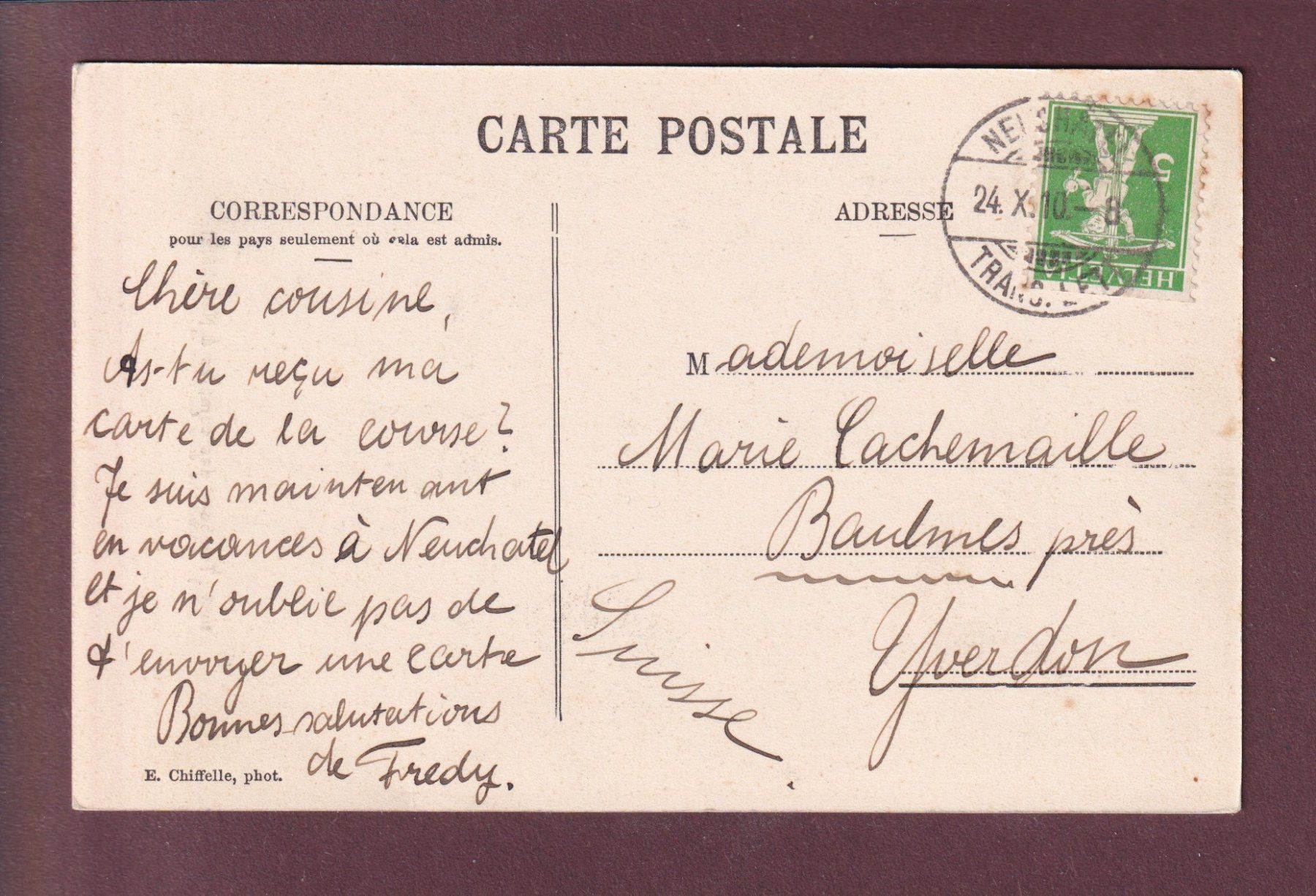 Cartoline postali: NEUCHÂTEL - Collégiale - Tombeau des comtes - 1910 – Usato da Pully venduto da nicecards 1