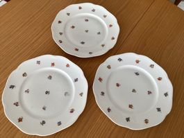 3 Tafelteller Porzellan KPM Blumen Motiv