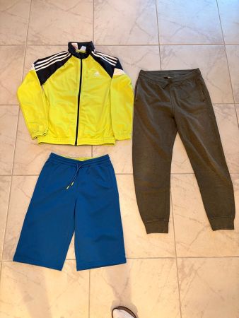 Adidas Trainingsjacke, kurze Hose + Trainerhose Gr. 164/170