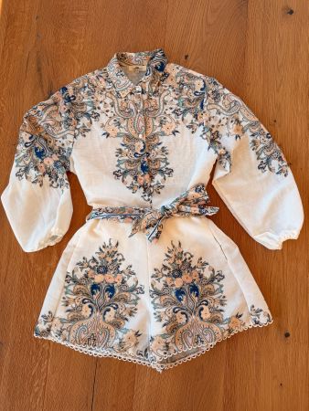 Bluse & Shorts 2er Set/ Zweiteiler in weiss Gr. S/M wie S