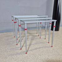 3er Set Satztische Metall Glas Beistelltisch Tisch